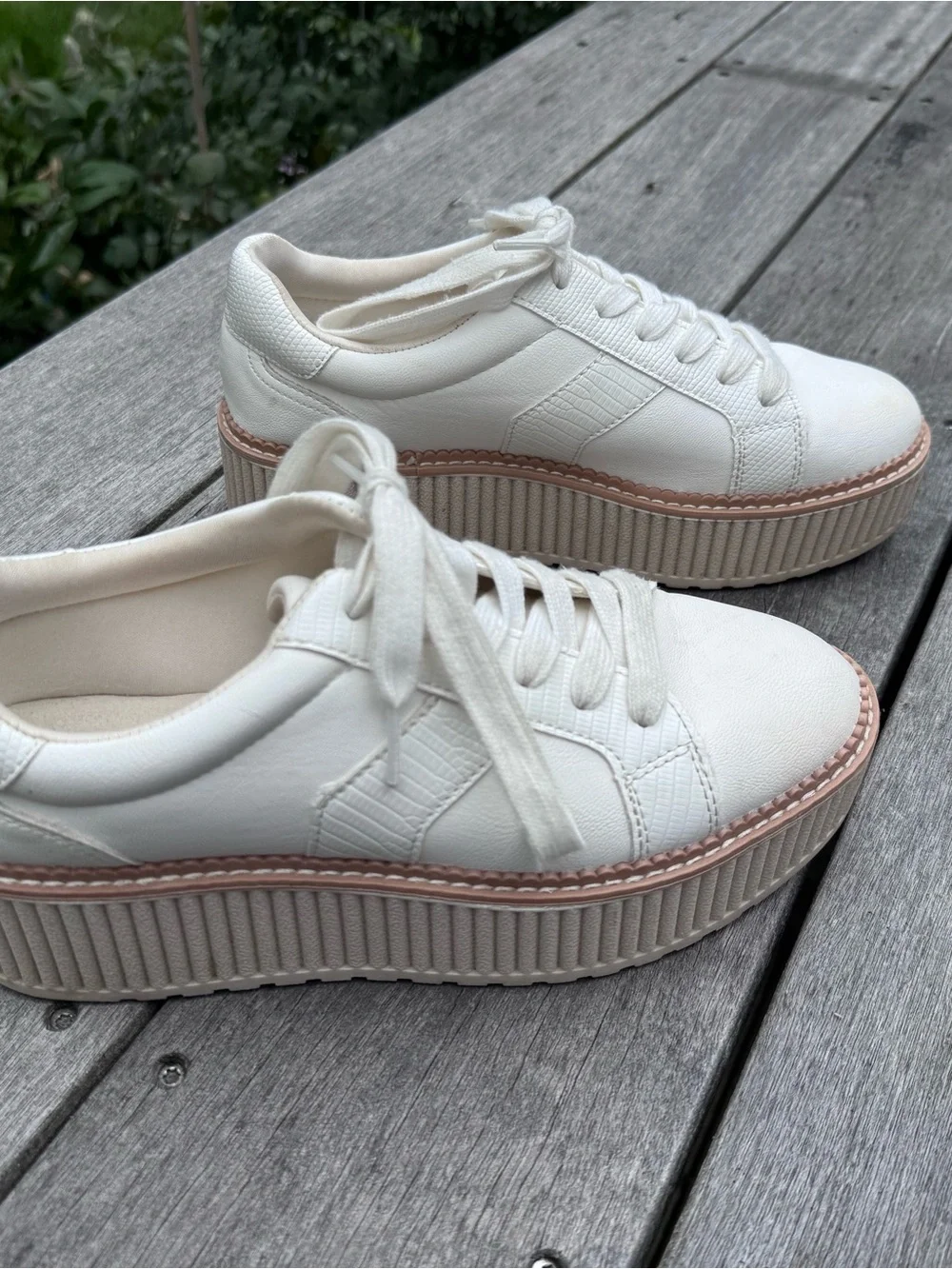 Dolce Vita White Platform Sneakers with Tan Trim size 7.5